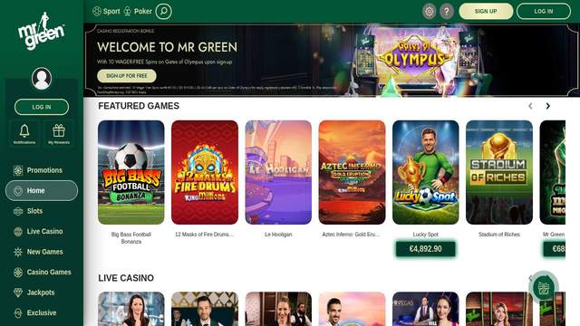 MrGreen casino screenshot